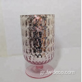 Χρωματισμένο Crackle Glass Gold Rimmed Hurricane Candle Holder